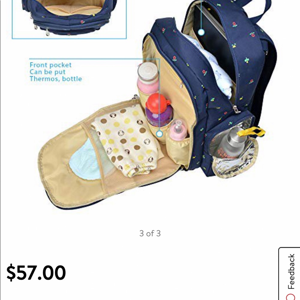 Diaper bag. Available in color: Black only